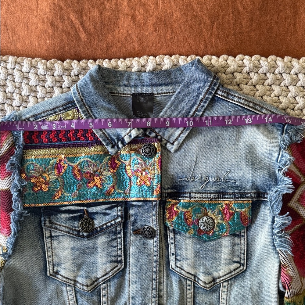 Desigual Embellished Denim Jacket Size Small - Picture 5 of 6